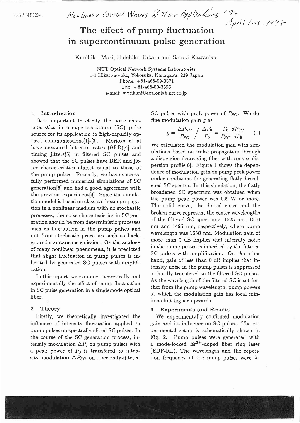 (PDF) The effect of pump fluctuation supercontinuum pulse generation