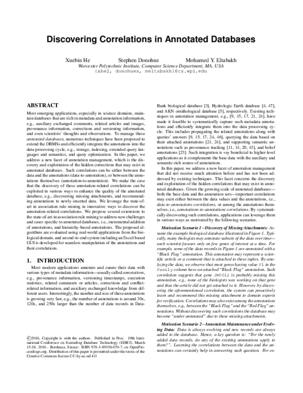 (PDF) Discovering Correlations in Annotated Databases