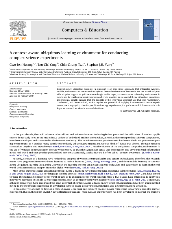 (PDF) A context-aware ubiquitous learning environment for conducting ...