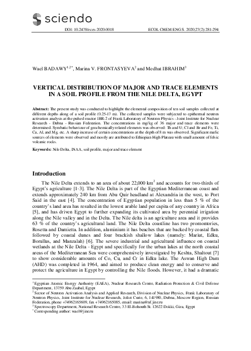 (PDF) Vertical Distribution of Major and Trace Elements in a Soil ...
