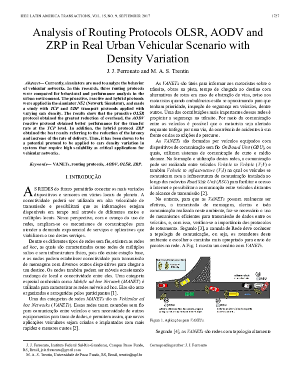 (PDF) Analysis of Routing Protocols OLSR, AODV and ZRP in Real Urban ...
