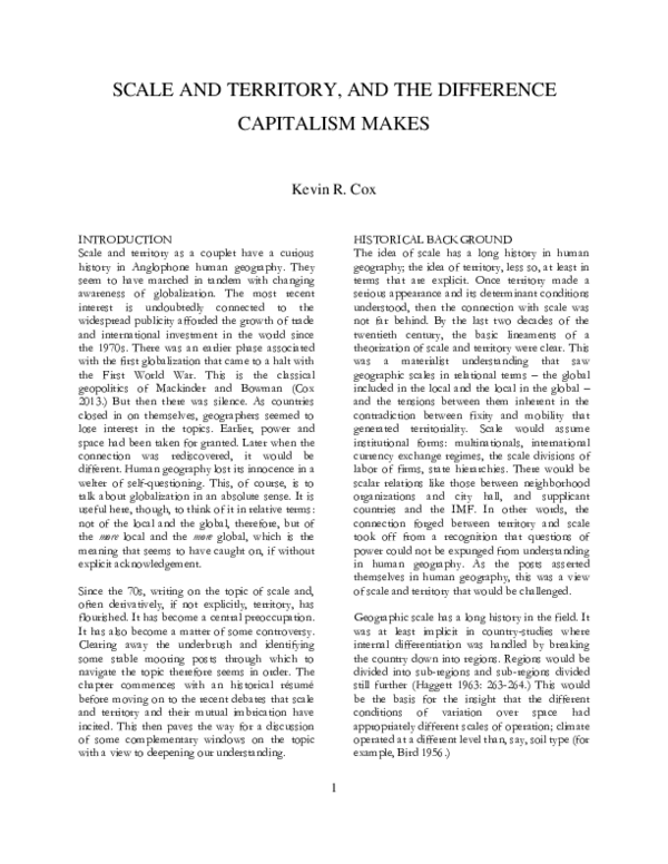 (PDF) Scale and territory, and the difference capitalism makes