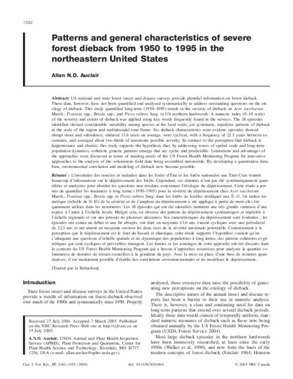 (PDF) Patterns and general characteristics of severe forest dieback ...