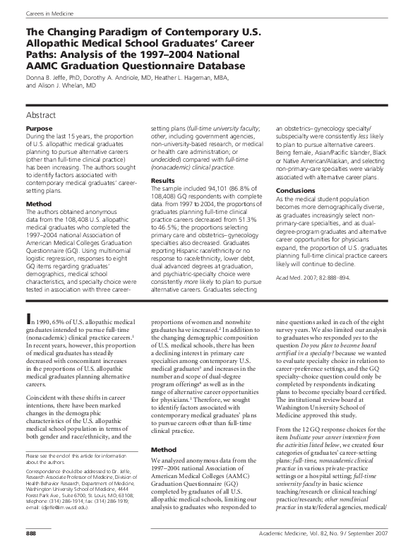 (PDF) The Changing Paradigm of Contemporary U.S. Allopathic Medical ...