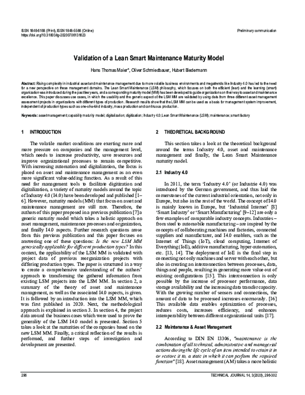 (PDF) Validation of a Lean Smart Maintenance Maturity Model