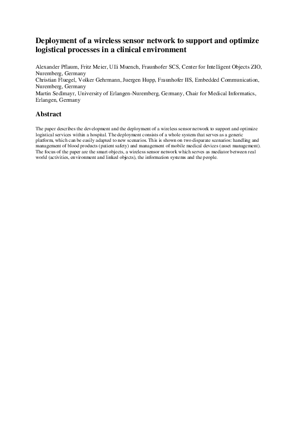(PDF) Deployment of a wireless sensor network to support and optimize ...