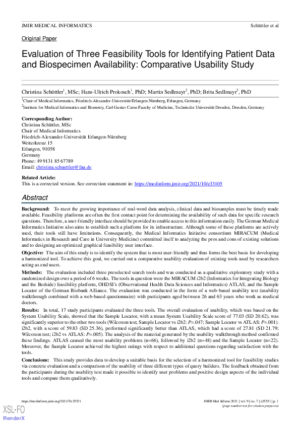 (PDF) Evaluation of Three Feasibility Tools for Identifying Patient ...