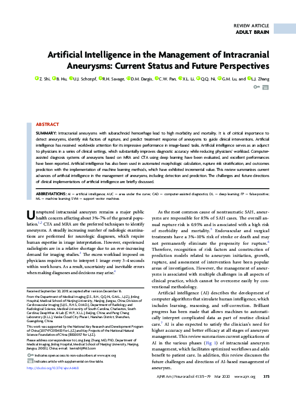 (PDF) Artificial Intelligence in the Management of Intracranial ...