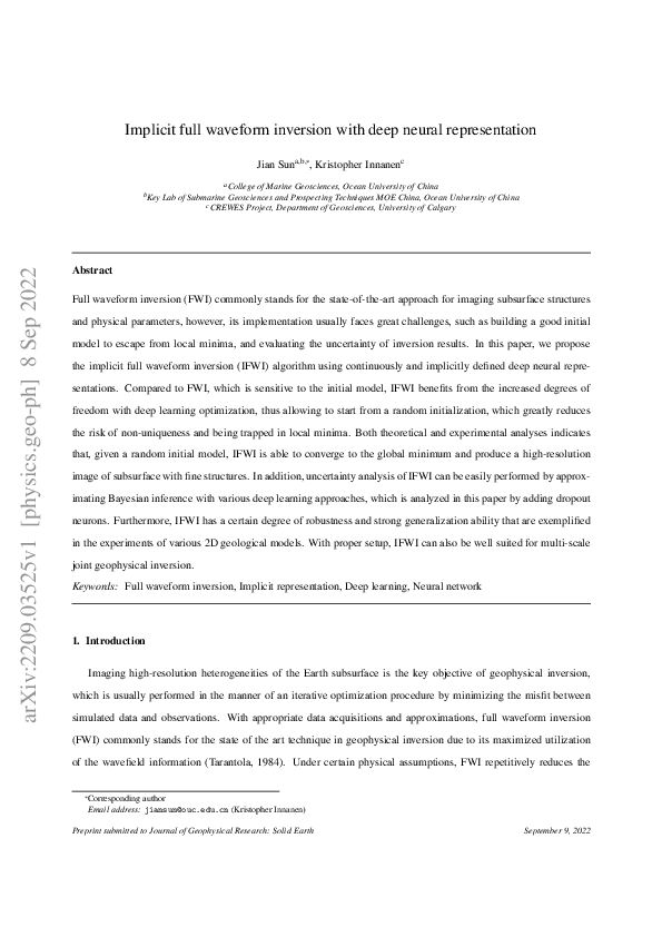 (PDF) Implicit Seismic Full Waveform Inversion With Deep Neural ...
