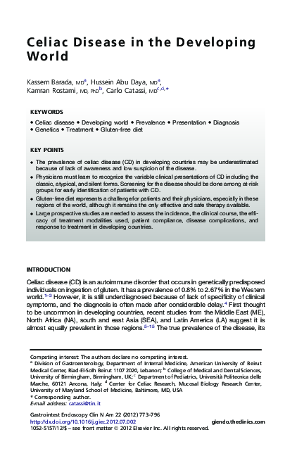 (PDF) Celiac Disease in the Developing World