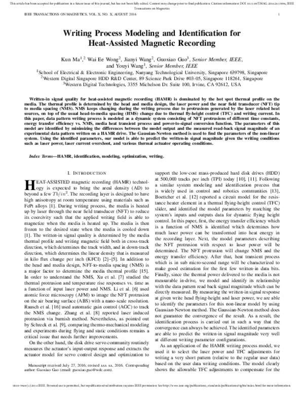 (PDF) Writing Process Modeling and Identification for Heat-Assisted ...