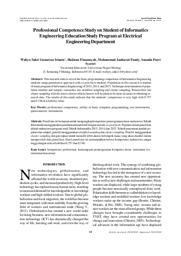 (PDF) Professional Competence Study on Student of Informatics ...