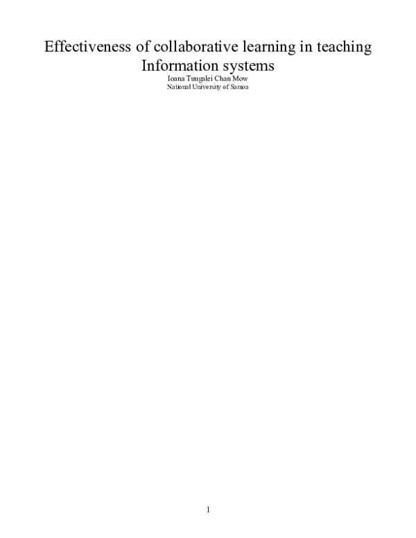 (DOC) Effectiveness of collaborative learning in teaching Information ...