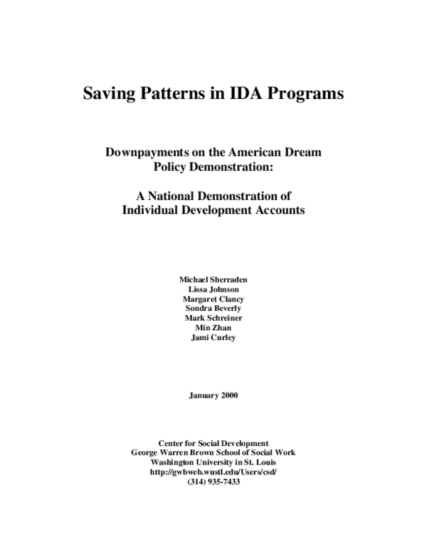 (PDF) Saving Patterns in IDA Programs