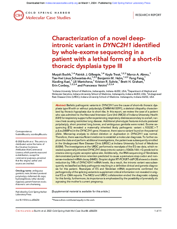 (PDF) Characterization of a novel deep-intronic variant in DYNC2H1 ...
