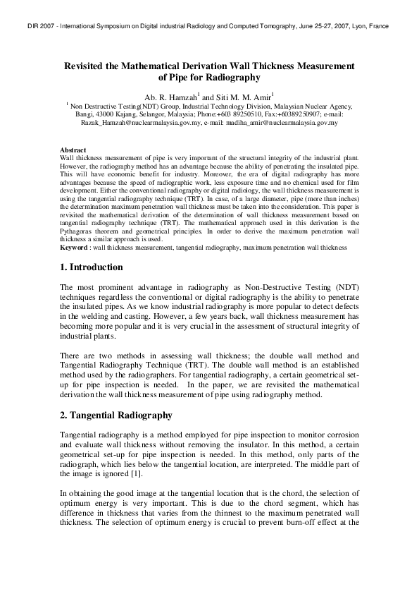 (PDF) Revisited the Mathematical Derivation Wall Thickness Measurement ...