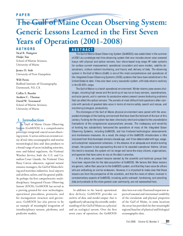 (PDF) The Gulf of Maine Ocean Observing System: Generic Lessons Learned ...