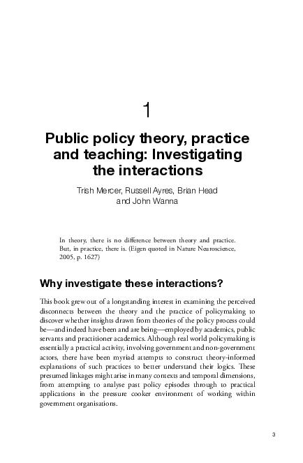 (PDF) Public policy theory, practice and teaching: Investigating the ...