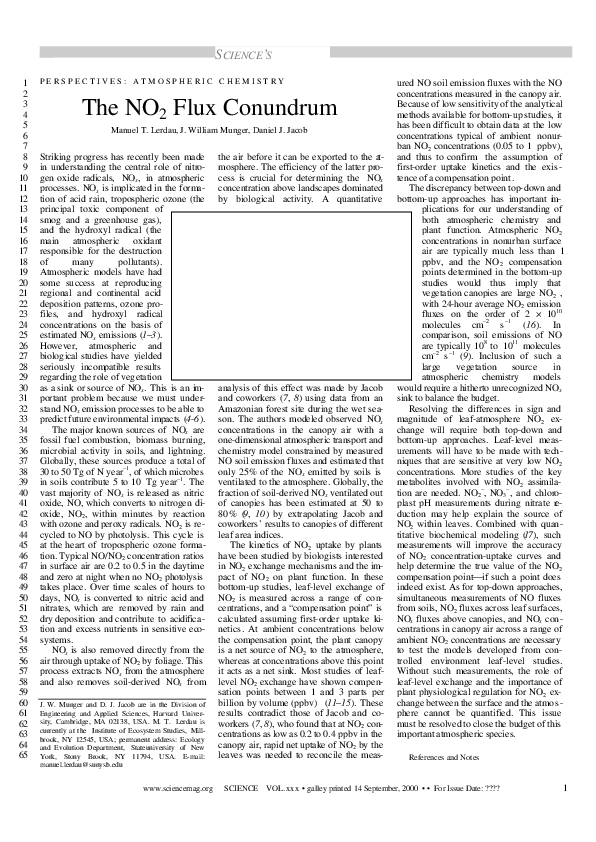 (PDF) The NO 2 Flux Conundrum