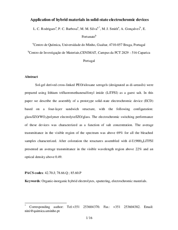 (PDF) Application of hybrid materials in solid-state electrochromic devices