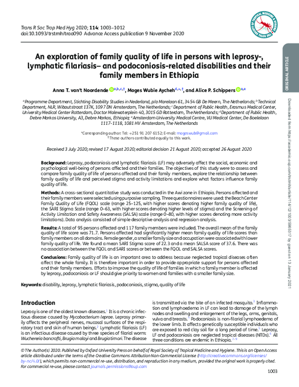 (PDF) An exploration of family quality of life in persons with leprosy ...