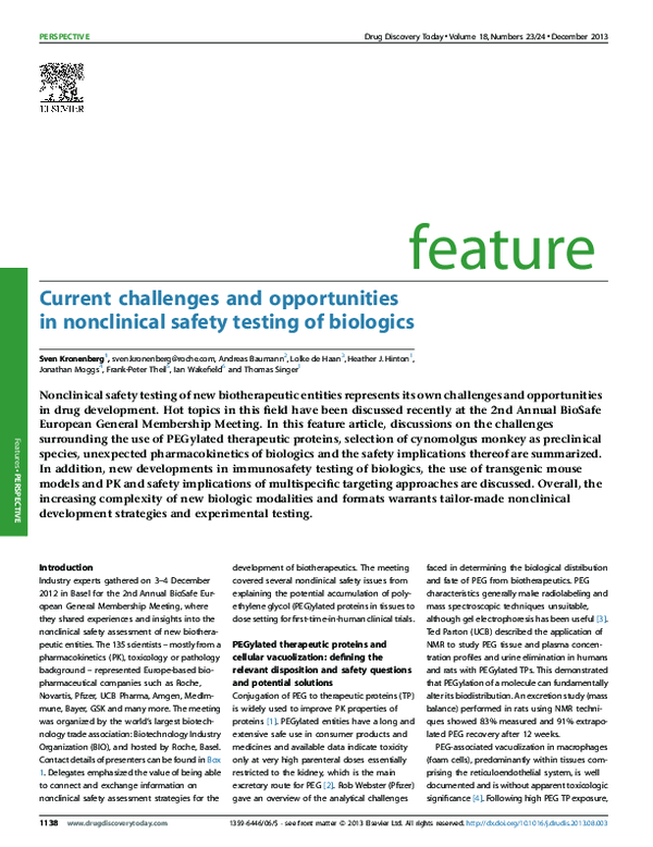 (PDF) Current challenges and opportunities in nonclinical safety ...