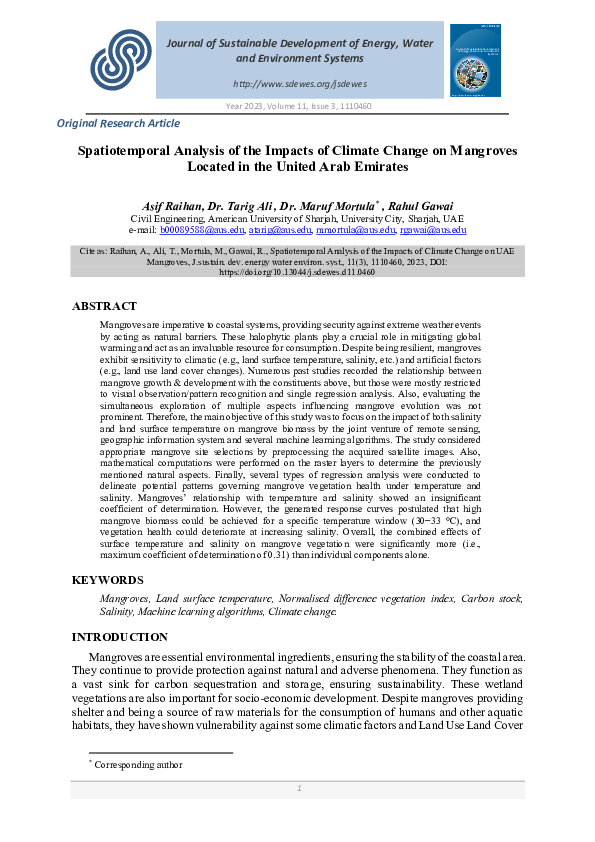 (PDF) Spatiotemporal Analysis of the Impacts of Climate Change on UAE ...