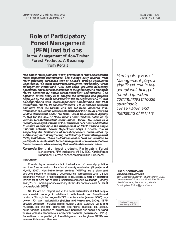 (PDF) Role of Participatory Forest Management (PFM) Institutions in the ...