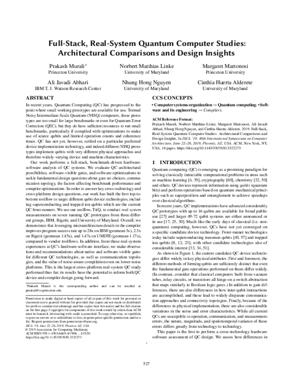(PDF) Full-stack, real-system quantum computer studies