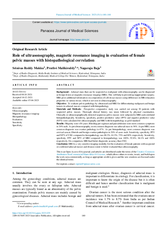 (PDF) Role of ultrasonography, magnetic resonance imaging in evaluation ...