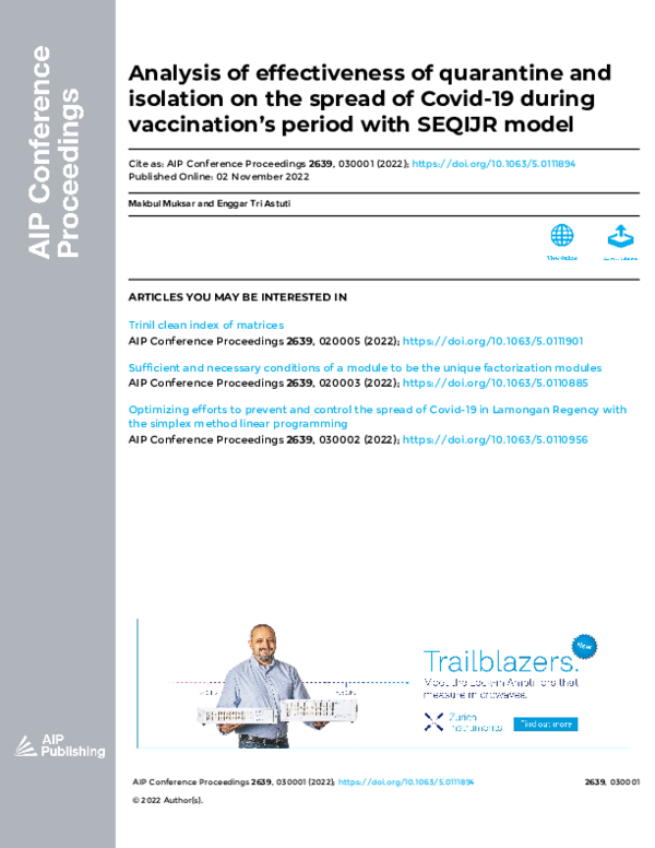 (PDF) Analysis of effectiveness of quarantine and isolation on the ...