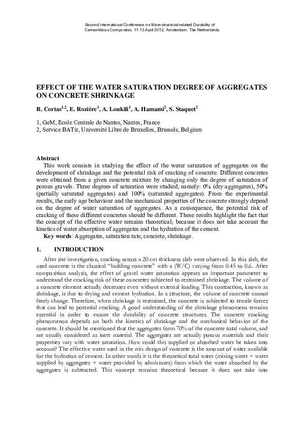 (PDF) Effect of the water saturation degree of aggregates on concrete ...