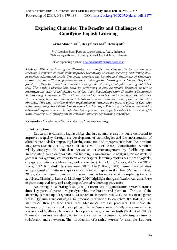 (PDF) Exploring Charades: The Benefits and Challenges of Gamifying ...