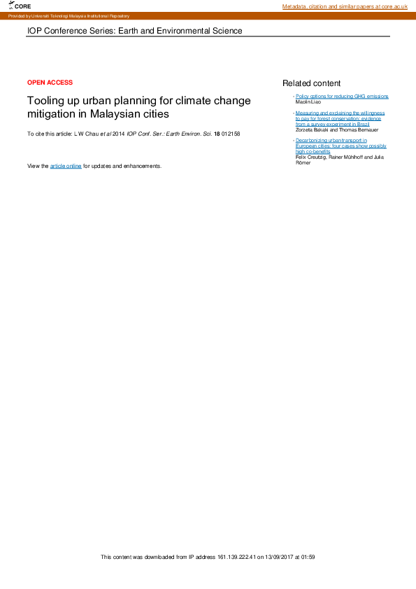 (PDF) Tooling up planning for climate change mitigation in Malaysia