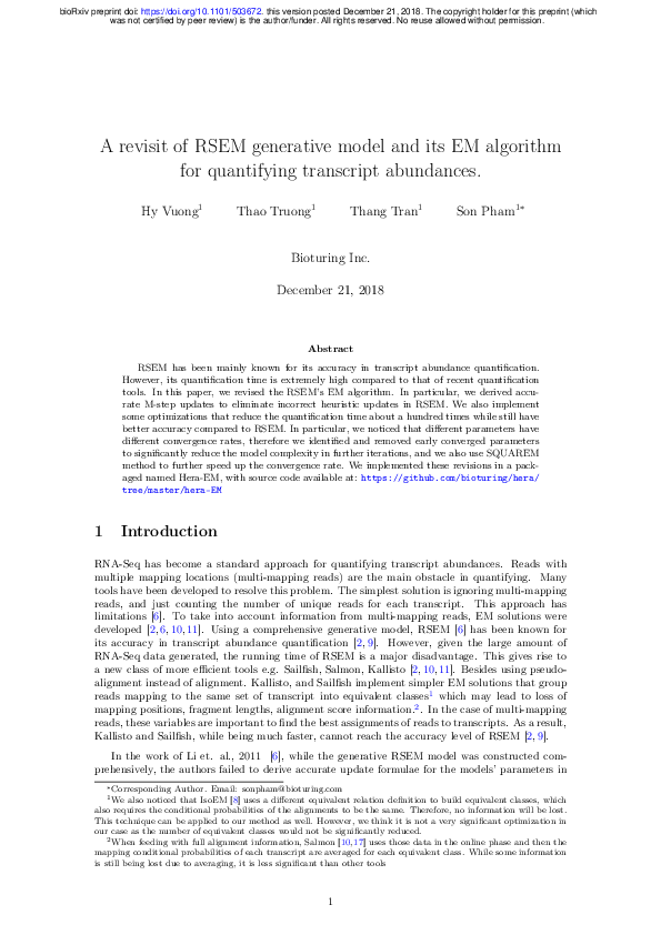 (PDF) A revisit of RSEM generative model and its EM algorithm for ...