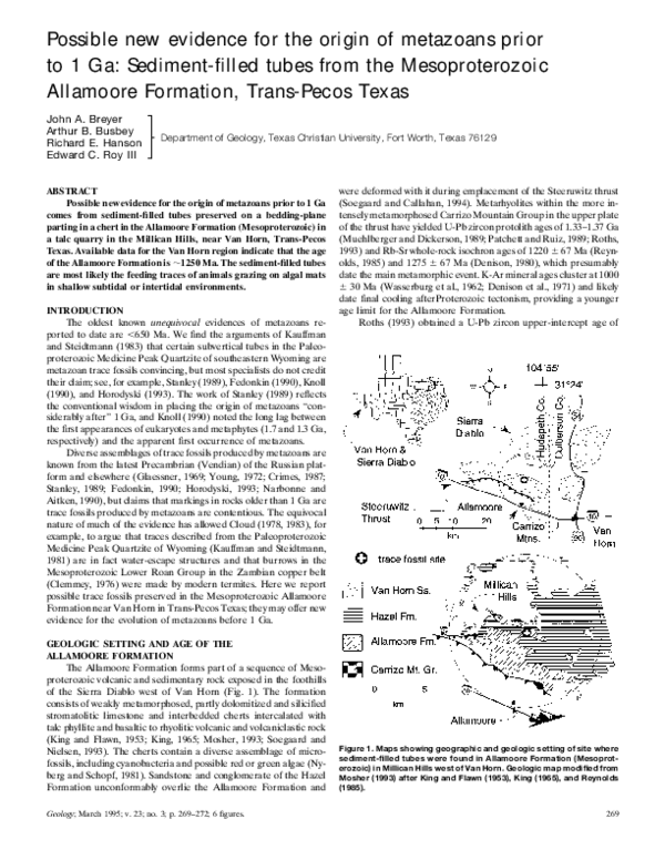 (PDF) Possible new evidence for the origin of metazoans prior to 1 Ga ...