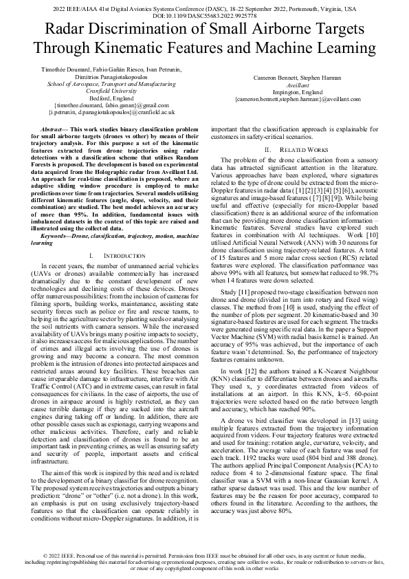 (PDF) Radar Discrimination of Small Airborne Targets Through Kinematic ...