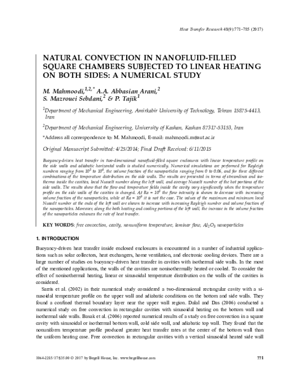 (PDF) Natural Convection in a Nano-Fluid Filled Square Enclosure