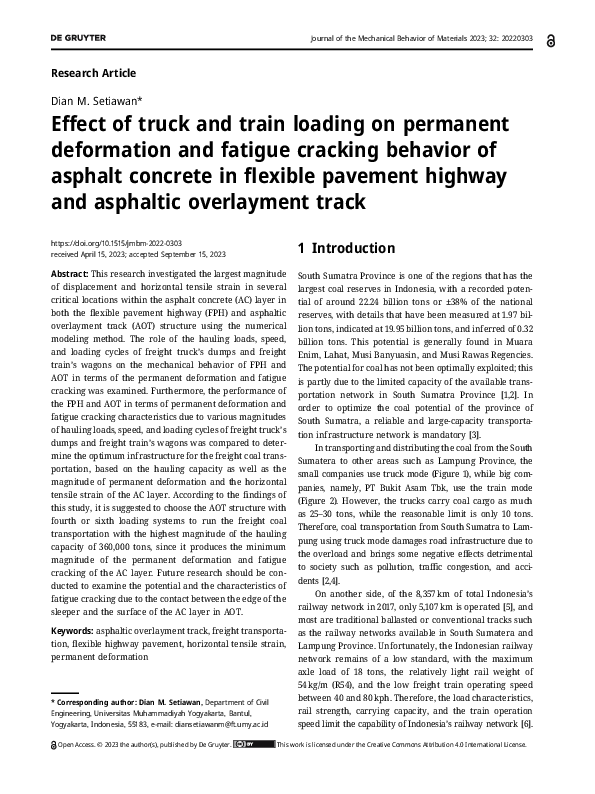 (PDF) Effect of truck and train loading on permanent deformation and ...