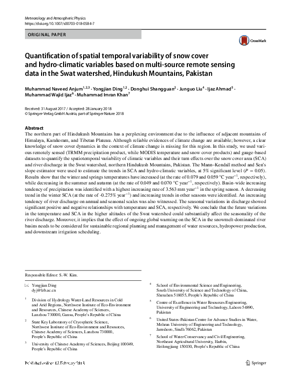 (PDF) Quantification of spatial temporal variability of snow cover and ...