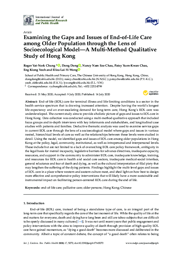 (PDF) Examining the Gaps and Issues of End-of-Life Care among Older ...