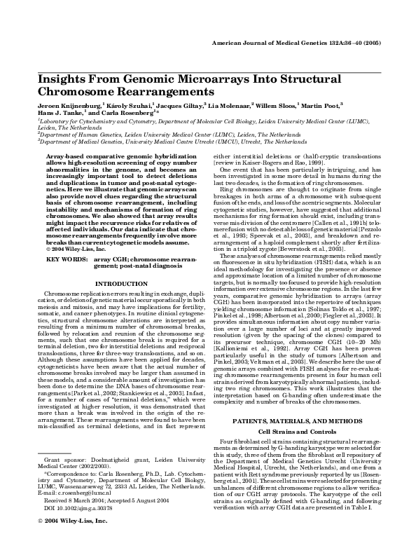 (PDF) Insights from genomic microarrays into structural chromosome ...