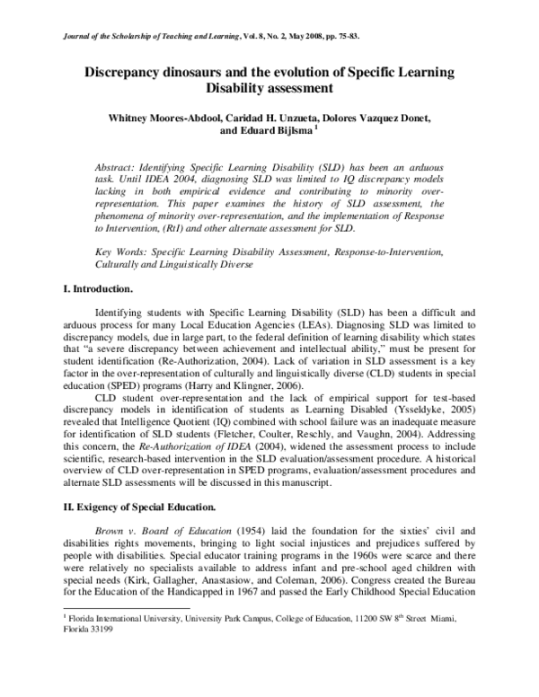 (PDF) Discrepancy dinosaurs and the evolution of Specific Learning ...