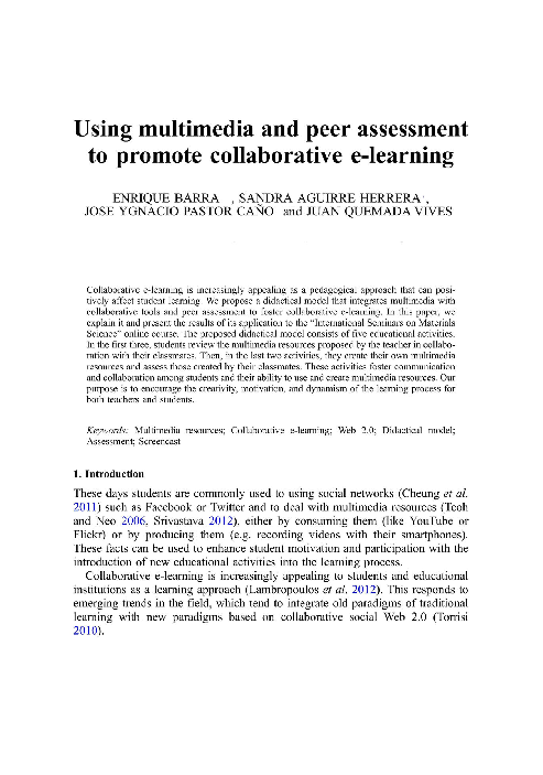 (PDF) Using multimedia and peer assessment to promote collaborative e ...