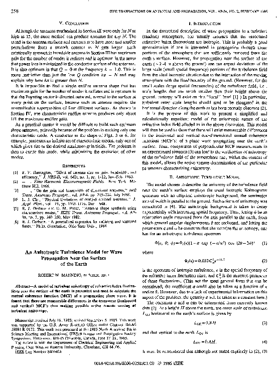 (PDF) An anisotropic turbulence model for wave propagation near the ...