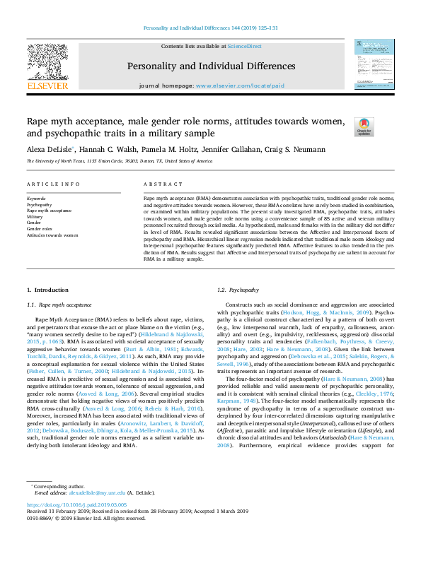 (PDF) Rape myth acceptance, male gender role norms, attitudes towards ...