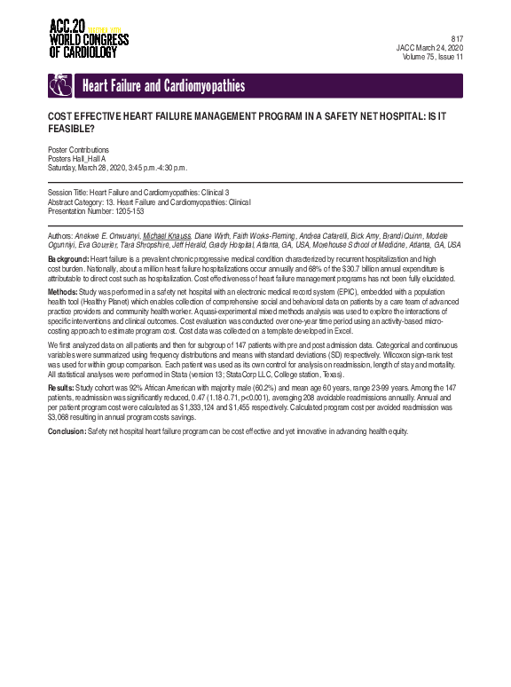 (PDF) Cost Effective Heart Failure Management Program in a Safety Net ...
