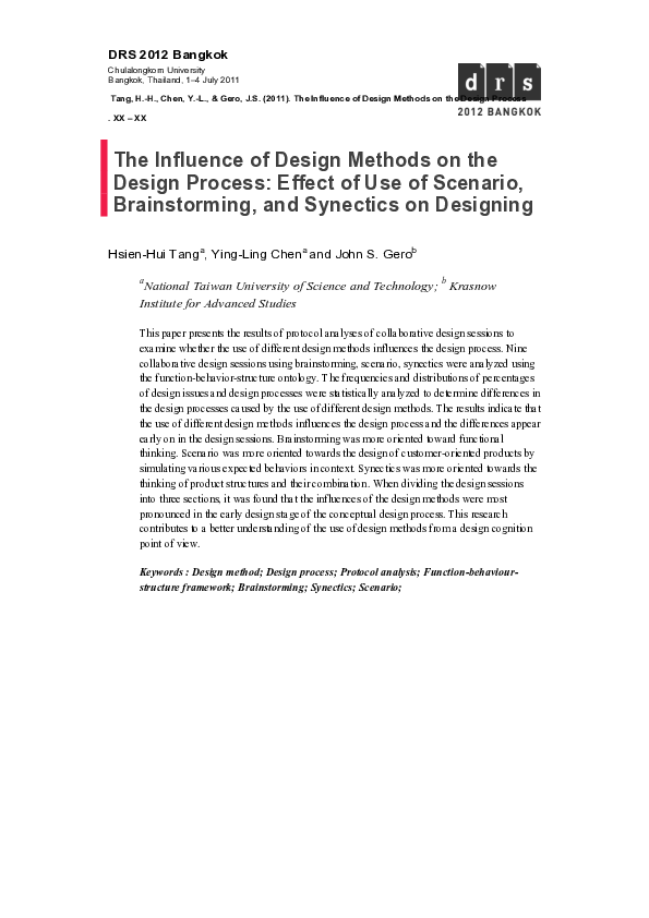 (PDF) The influence of design methods on the design process: Effect of ...