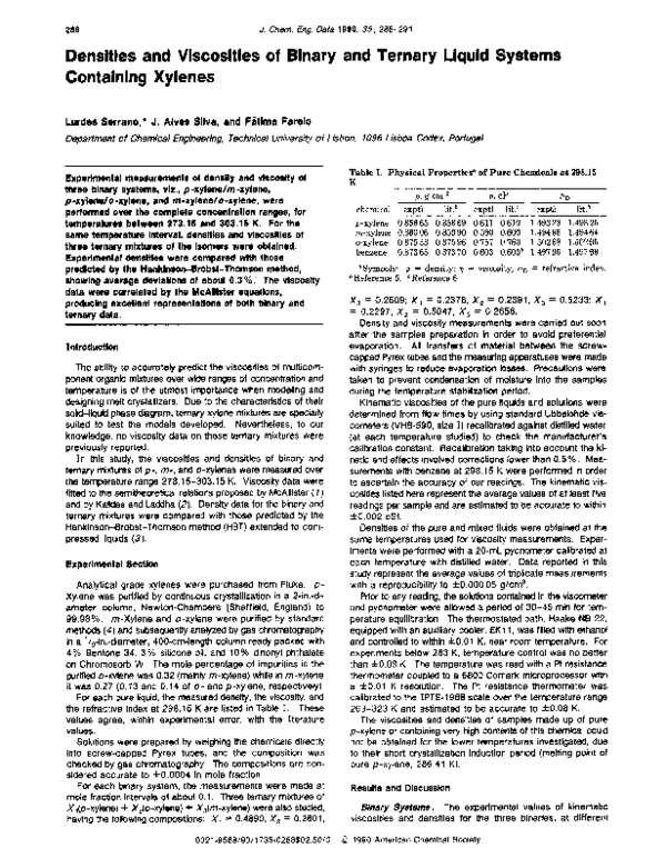 (PDF) Densities and viscosities of binary and ternary liquid mixtures ...