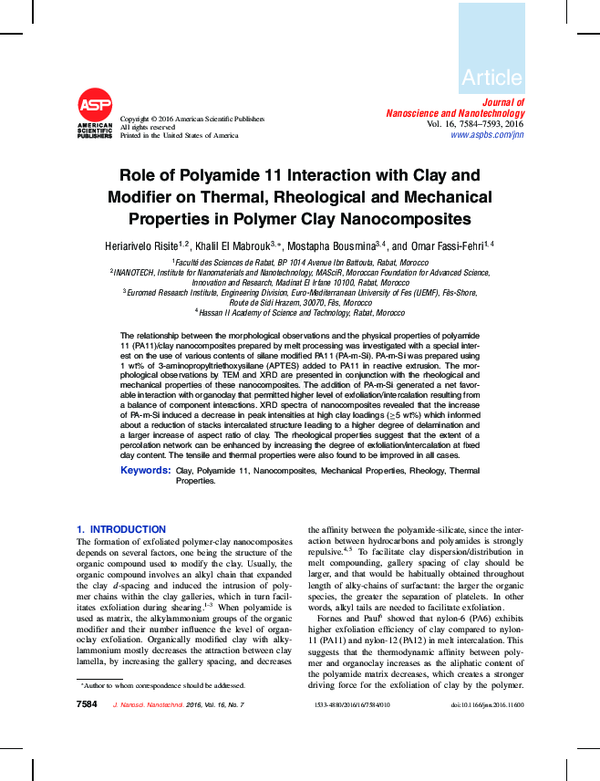 (PDF) Role of Polyamide 11 Interaction with Clay and Modifier on ...